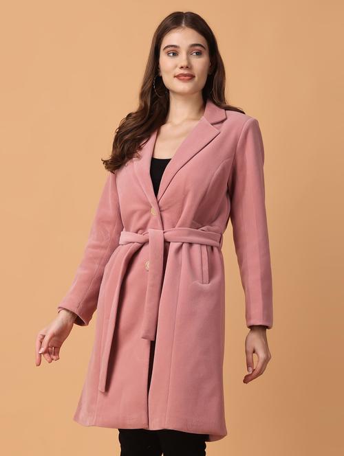 women lapel neck solid trench coat - 21647160 - Standard Image - 0