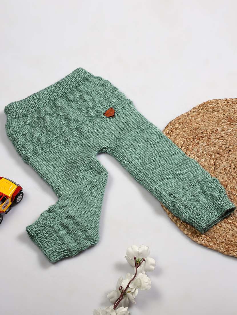 girls green solid casual trouser