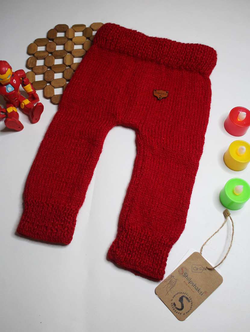 girls red solids casual trouser