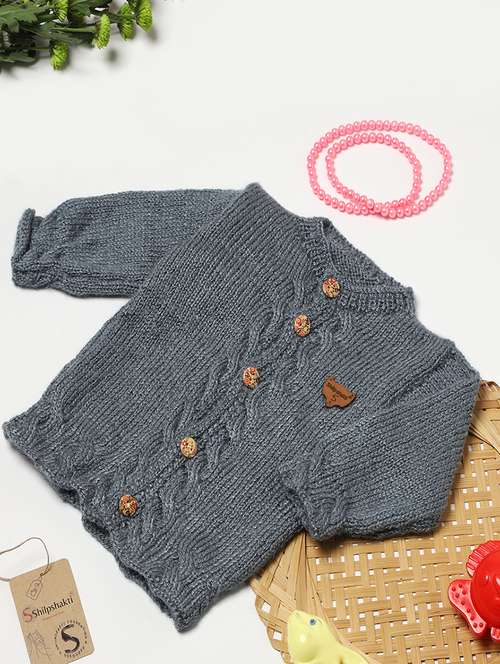 girls self design long sleeve cardigans - 21647217 -  Standard Image - 0