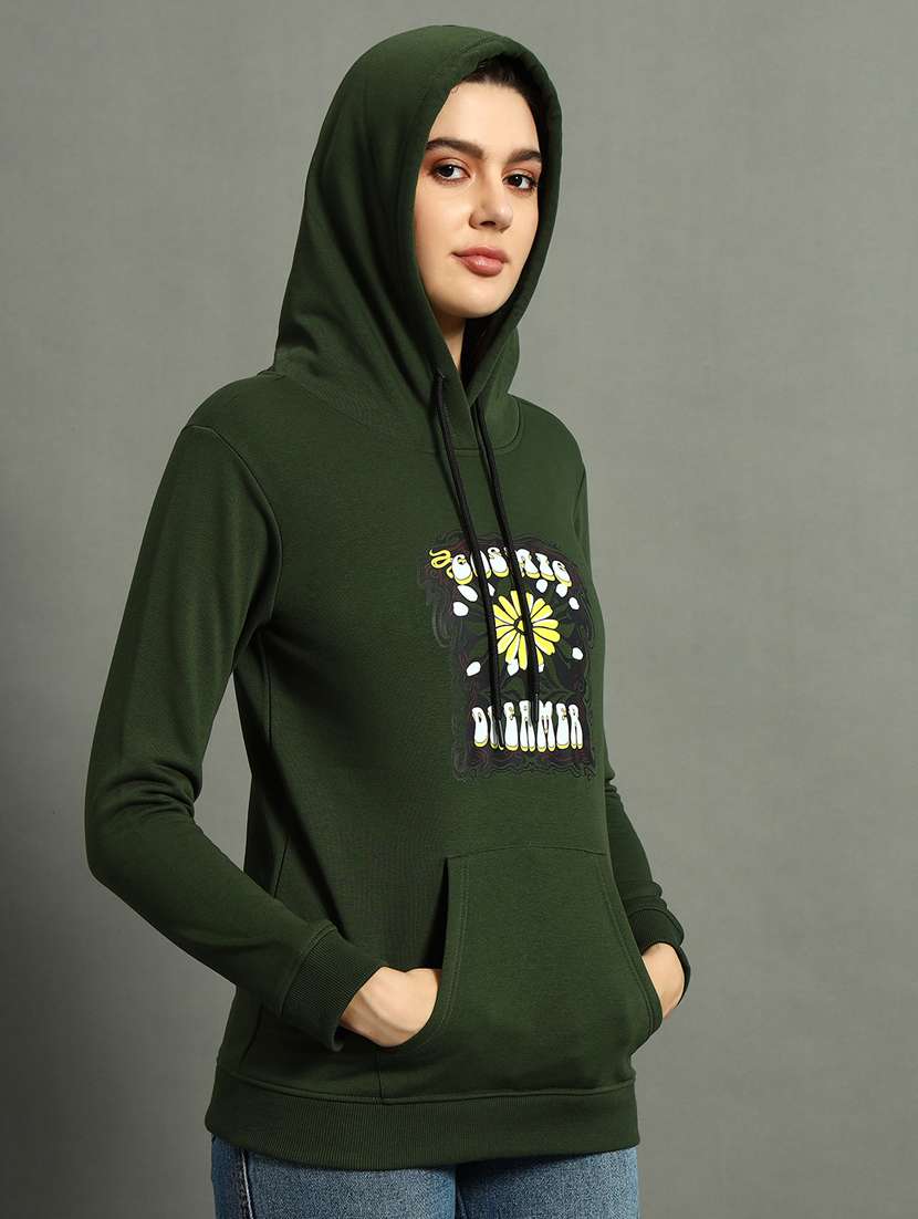 women long sleeves front print sweatshirt