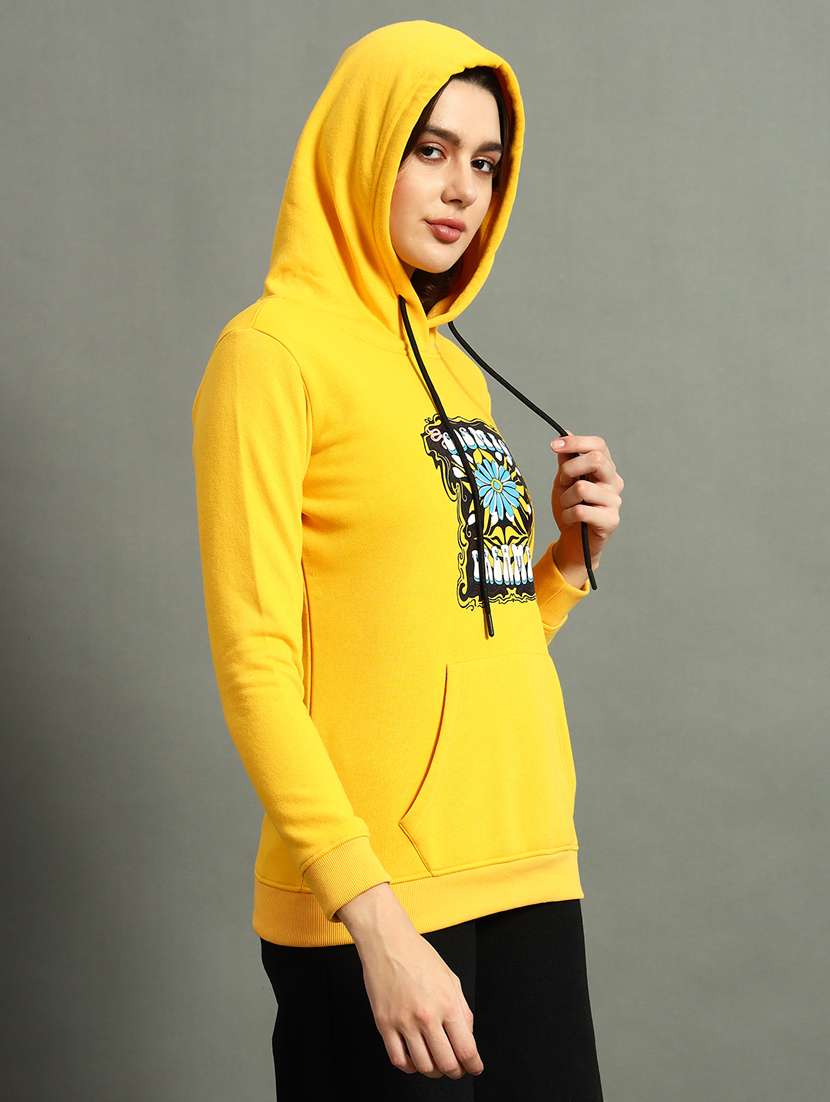 women front print hooded sweatshirt