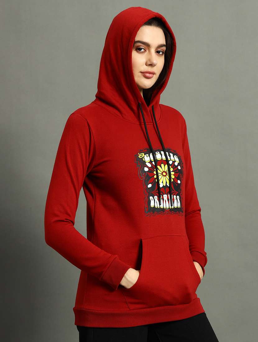women front print hooded sweatshirt