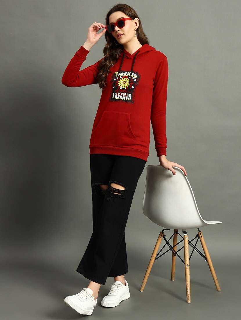 women front print hooded sweatshirt - 21647233 -  Standard Image - 3