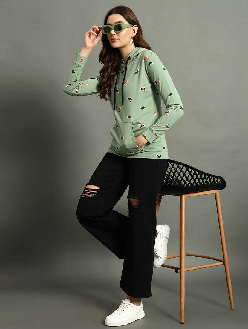 women neo mint all over print hooded sweatshirt - 21647234 -  Standard Image - 3