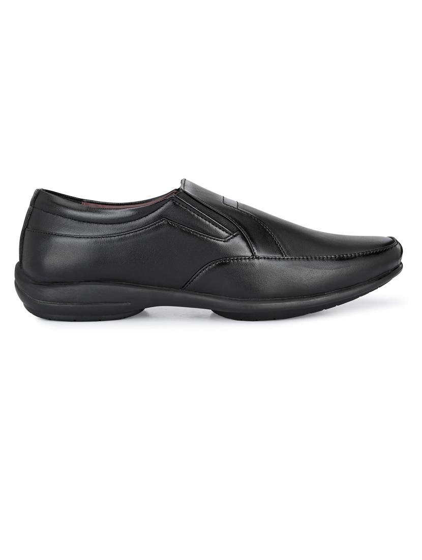 men black plain slip on formal shoes - 21647300 - Standard Image - 3