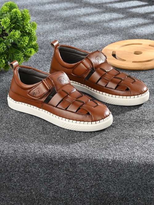 men plain slip on velcro sandals - 21647320 - Standard Image - 0