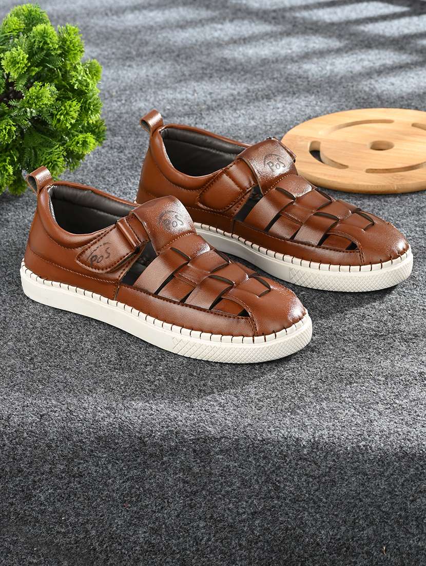 men plain slip on velcro sandals - 21647320 - Zoom Image - 0