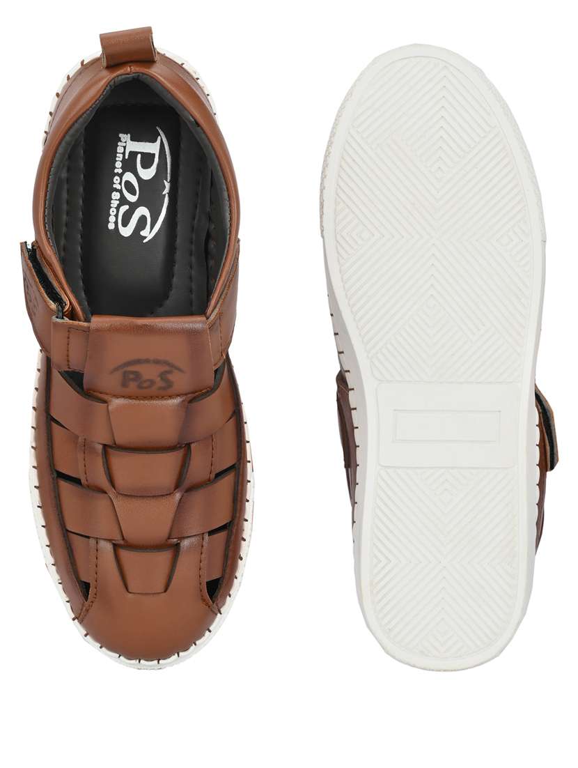men plain slip on velcro sandals - 21647320 - Standard Image - 3