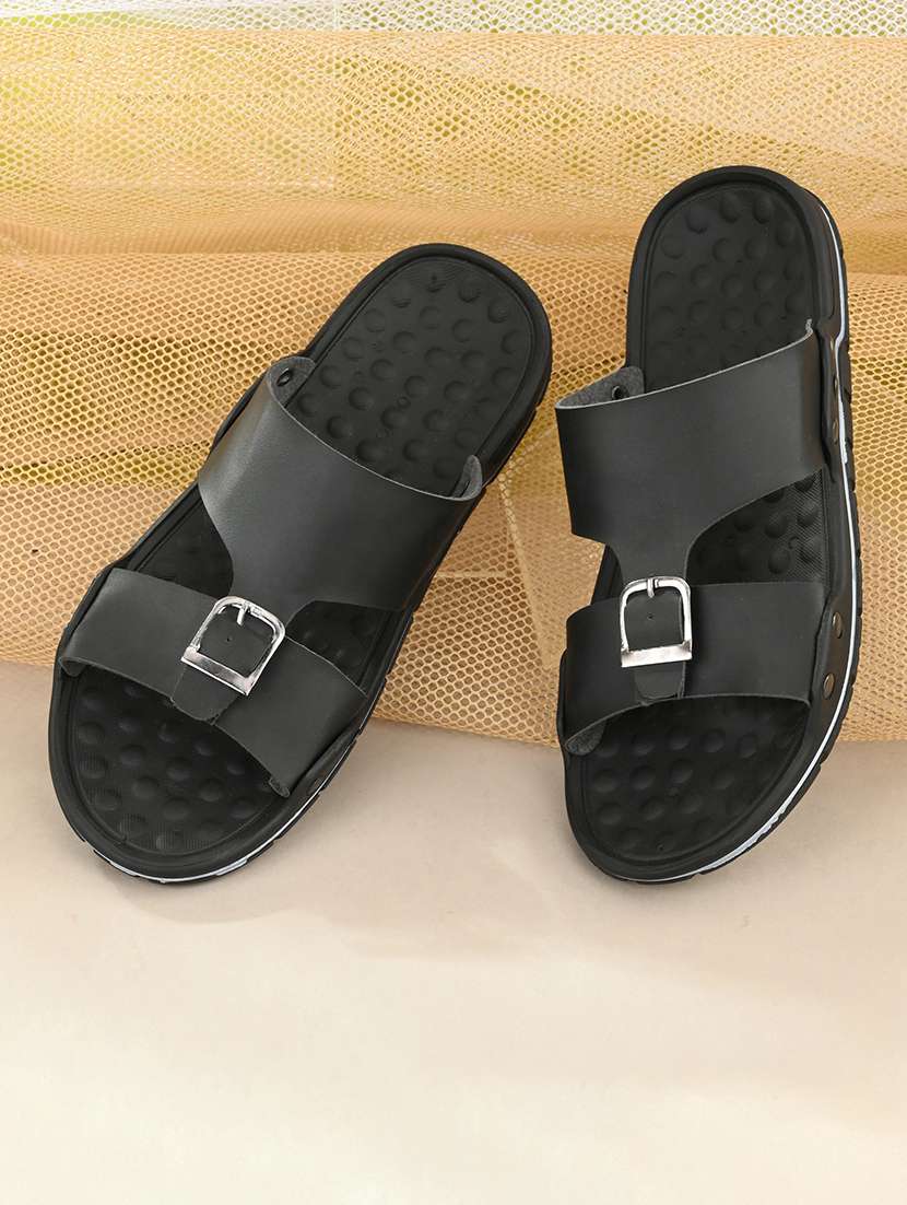 men plain slip on sandals - 21647321 -  Zoom Image - 0