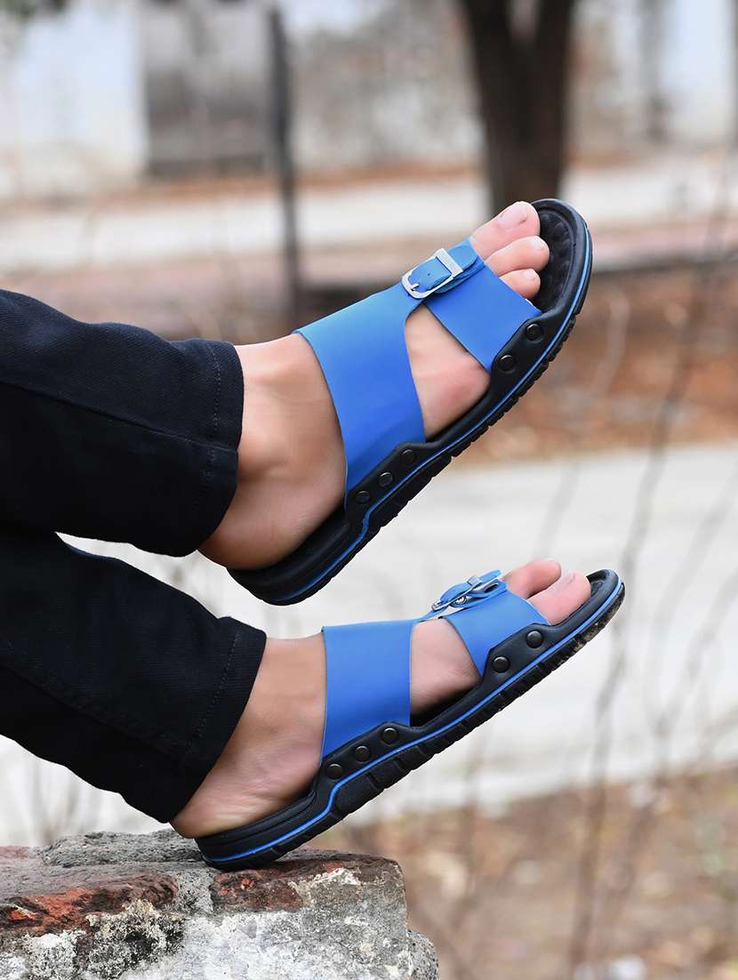 men light blue slip on sandals - 21647328 -  Standard Image - 5