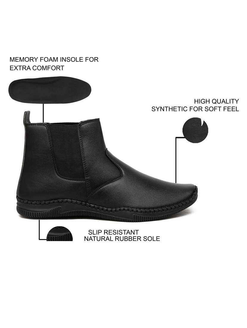 men black slip on boots - 21647359 -  Standard Image - 3