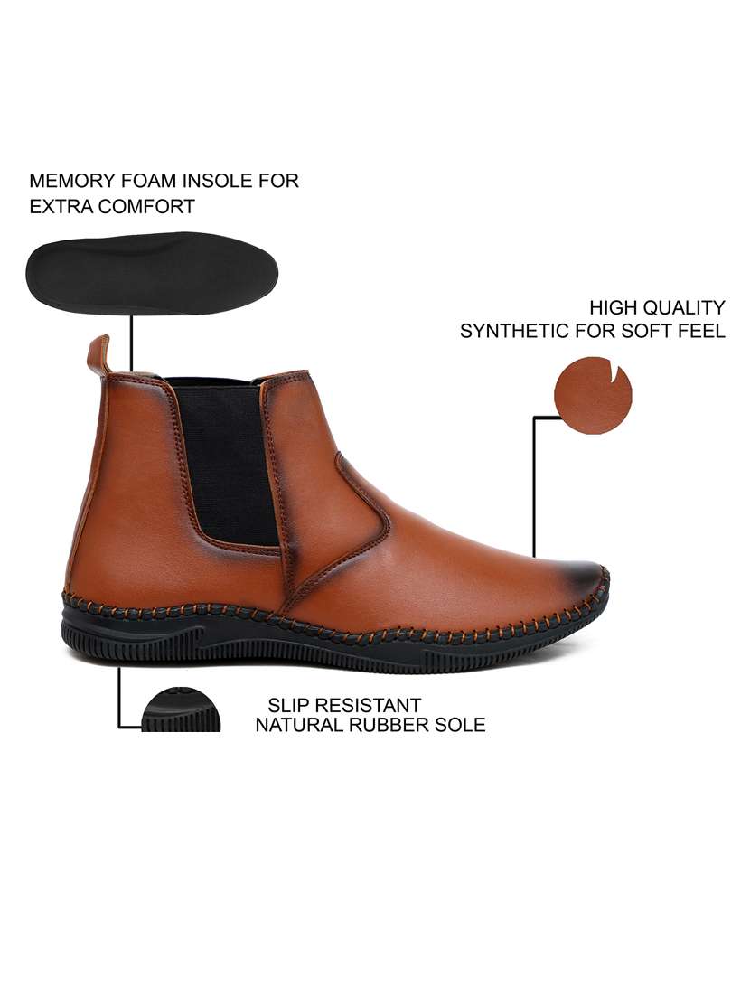 men tan slip on boots - 21647363 -  Standard Image - 3