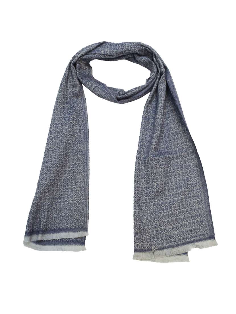 men elegant self design muffler with fringed edges - 21647421 -  Zoom Image - 0