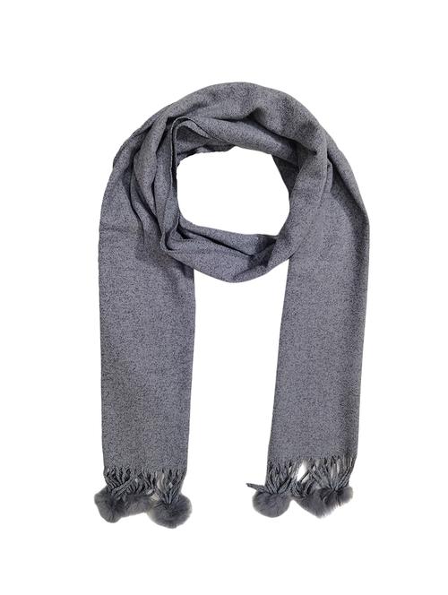 women elegant self design muffler with pom-pom edges - 21647719 - Standard Image - 0