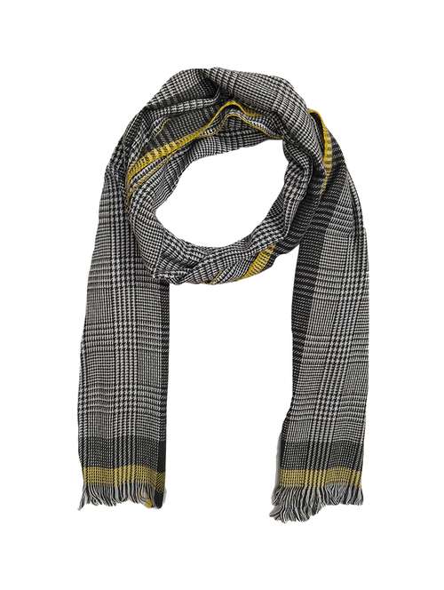 men elegant self design muffler with fringed edges - 21647721 -  Standard Image - 0