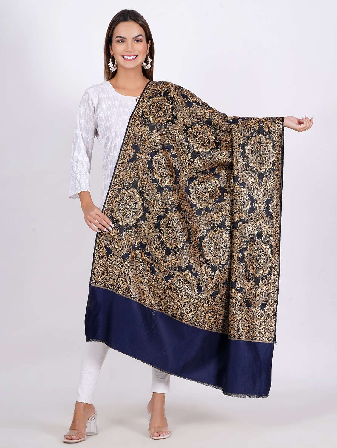women elegant self design shawls 
