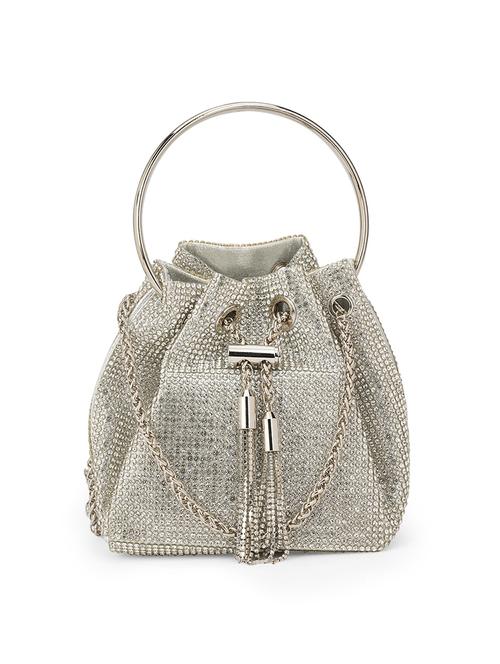 women embellished metal handle handheld bag with chain drawstring closure - 21648250 -  Standard Image - 0