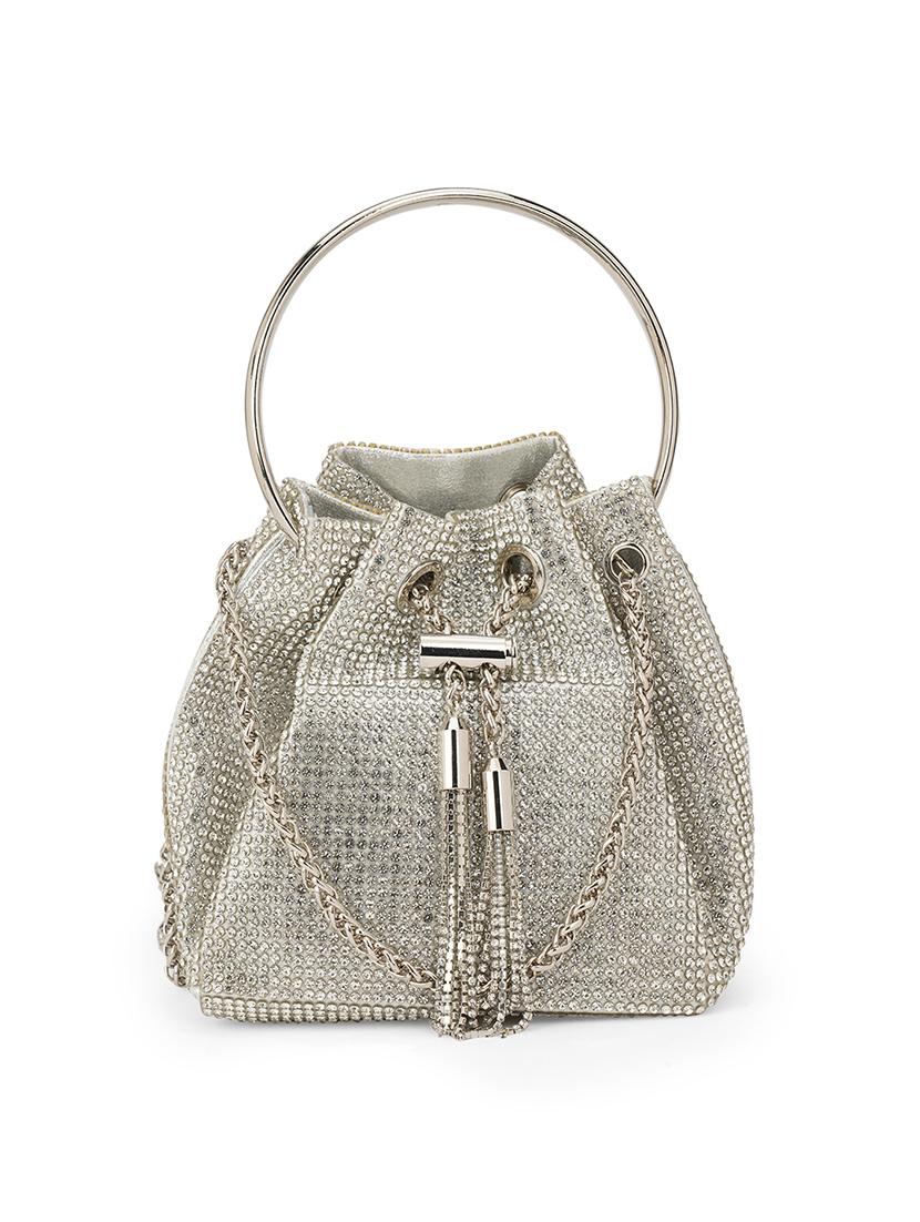 women embellished metal handle handheld bag with chain drawstring closure - 21648250 -  Zoom Image - 0