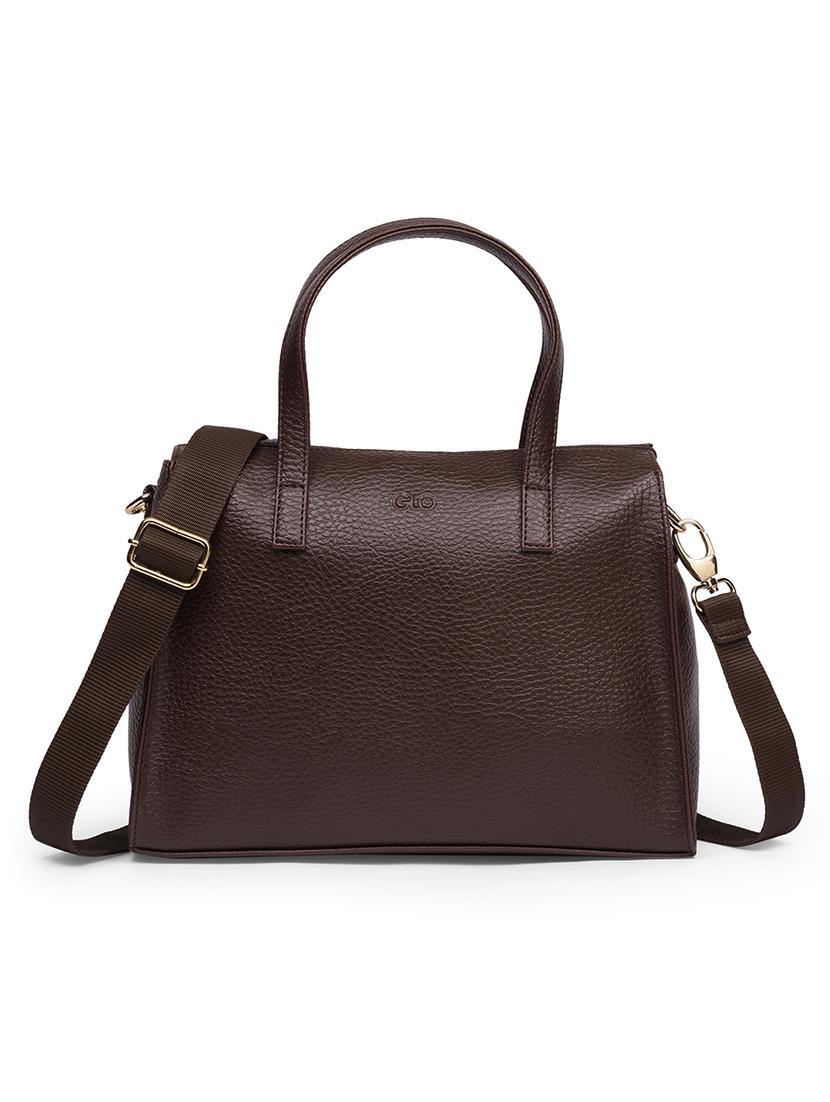 women brown leatherette textured handbag - 21648270 -  Zoom Image - 0