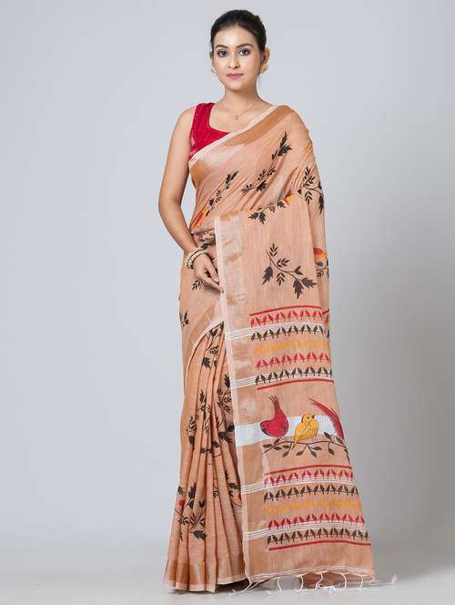 women printed handloom saree with blouse - 21648367 - Standard Image - 0