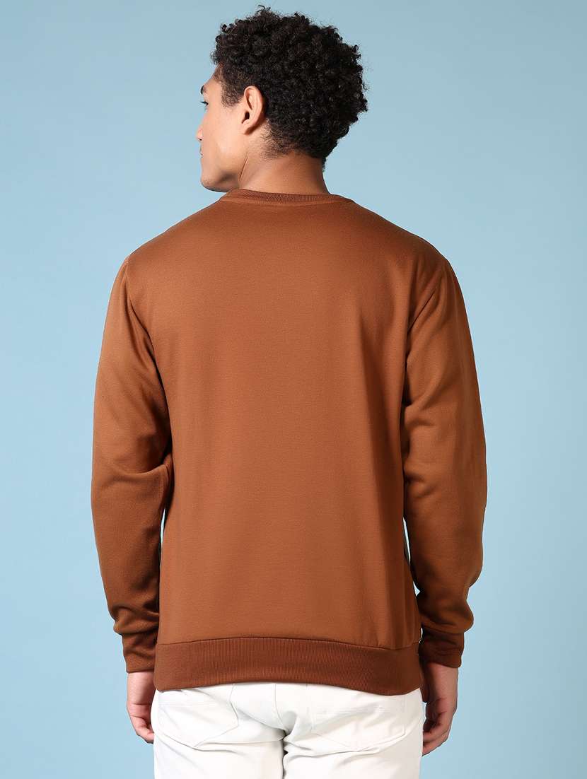 men brown front print long sleeve sweatshirt - 21648463 -  Standard Image - 3