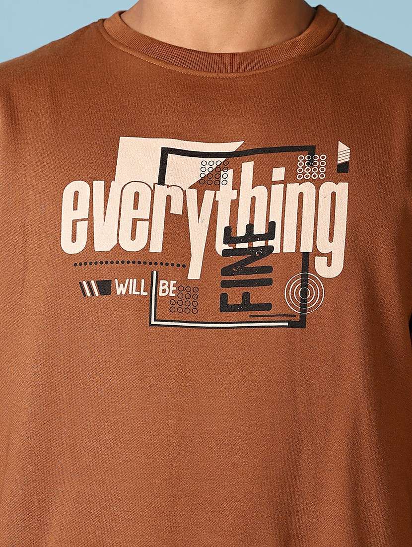 men brown front print long sleeve sweatshirt - 21648463 -  Standard Image - 5