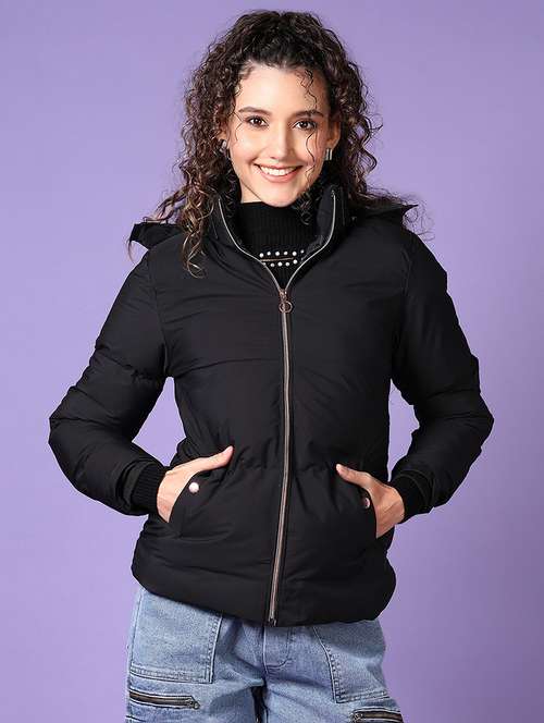 women long sleeves solid puffer jacket - 21648473 -  Standard Image - 0