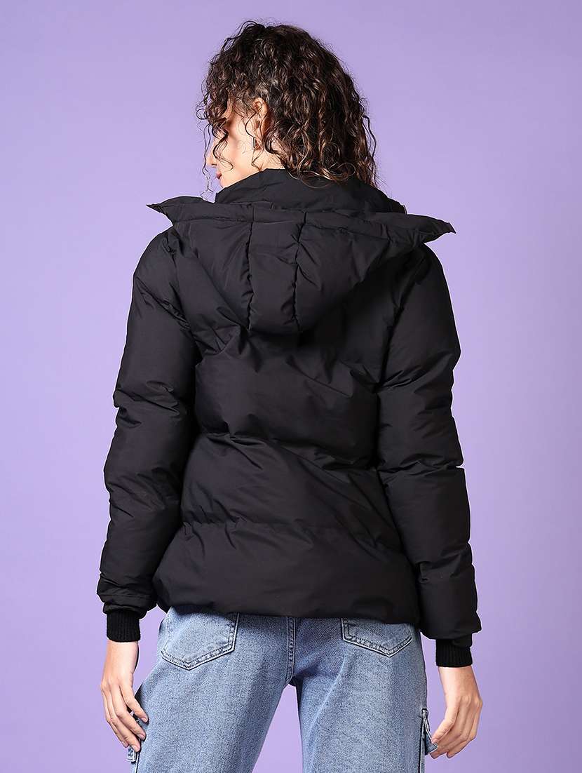 women long sleeves solid puffer jacket - 21648473 -  Standard Image - 3