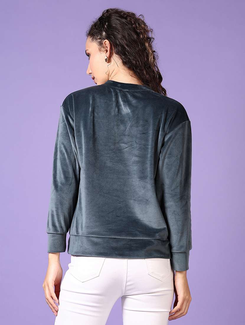 women grey typography long sleeve sweatshirt - 21648476 -  Standard Image - 3