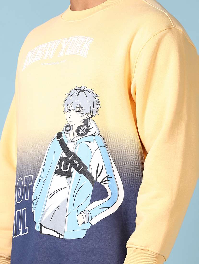 men yellow front print long sleeve sweatshirt - 21648478 -  Standard Image - 5