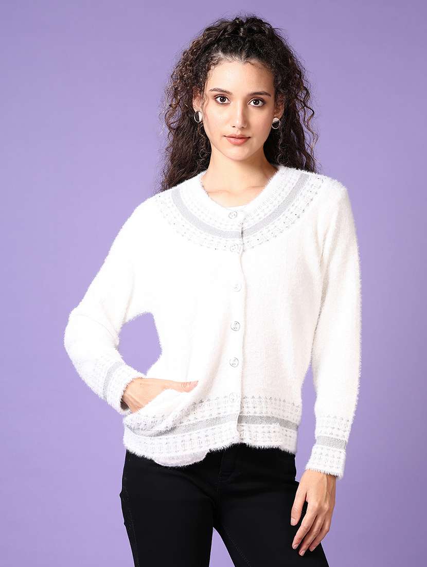 women self designed long sleeve cardigan