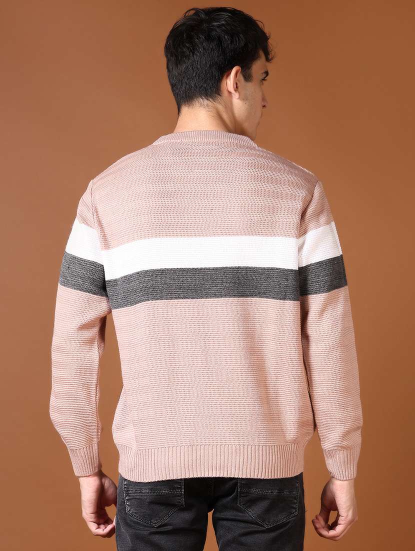 men color block long sleeve pullover - 21648501 -  Standard Image - 3