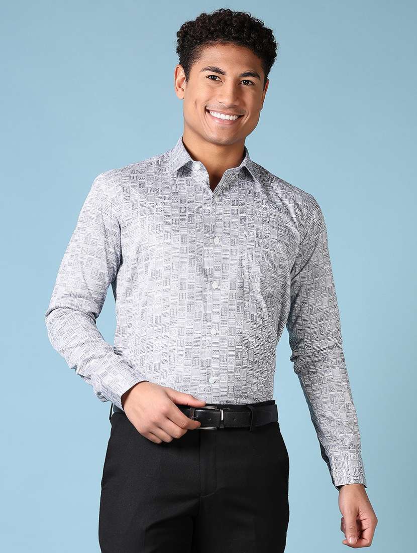 men long sleeves printed formal shirt - 21648555 - Zoom Image - 0