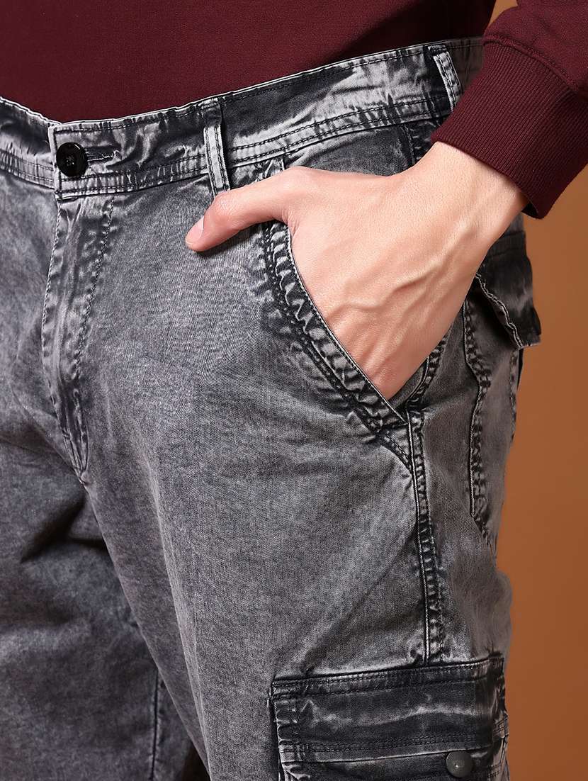men solid mid rise relaxed fit cargo - 21648561 -  Standard Image - 5