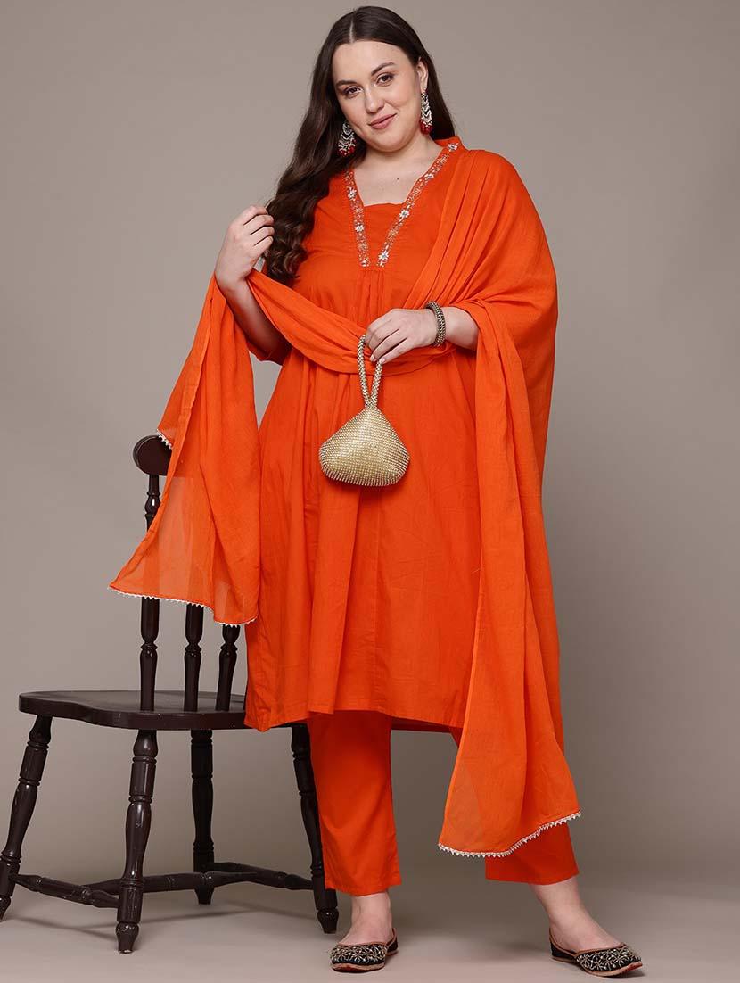 women three quarter sleeve kurta pant with dupatta set - 21648675 - Standard Image - 3
