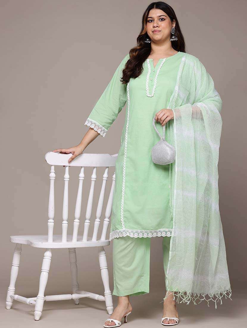 women three quarter sleeve kurta pant with dupatta set - 21648691 -  Standard Image - 3