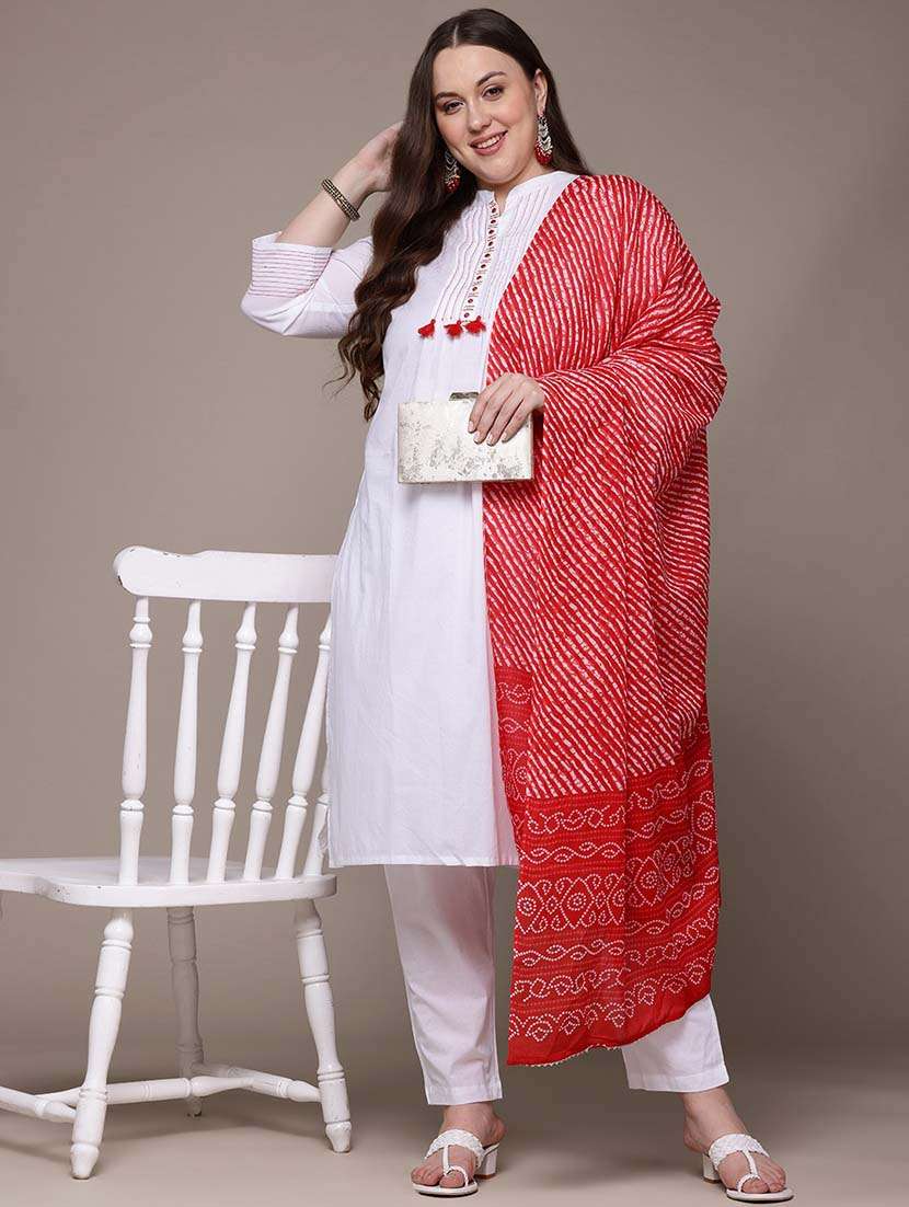 women three quarter sleeve kurta pant with dupatta set - 21648693 -  Standard Image - 3