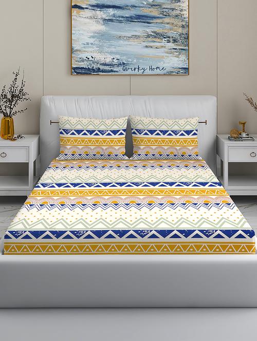 quirky home fantasy premium cotton blend 180 tc king flat double wrinklefree bedsheet with 2 pillow covers - 21648716 - Standard Image - 0
