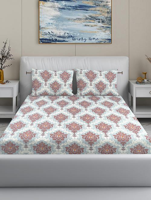 quirky home fantasy premium cotton blend 180 tc king flat double wrinklefree bedsheet with 2 pillow covers - 21648717 -  Standard Image - 0