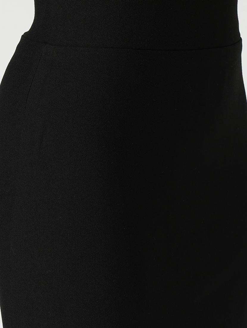 globus women black stretchable high-rise back slit midi workwear pencil skirt - 21648731 - Standard Image - 5