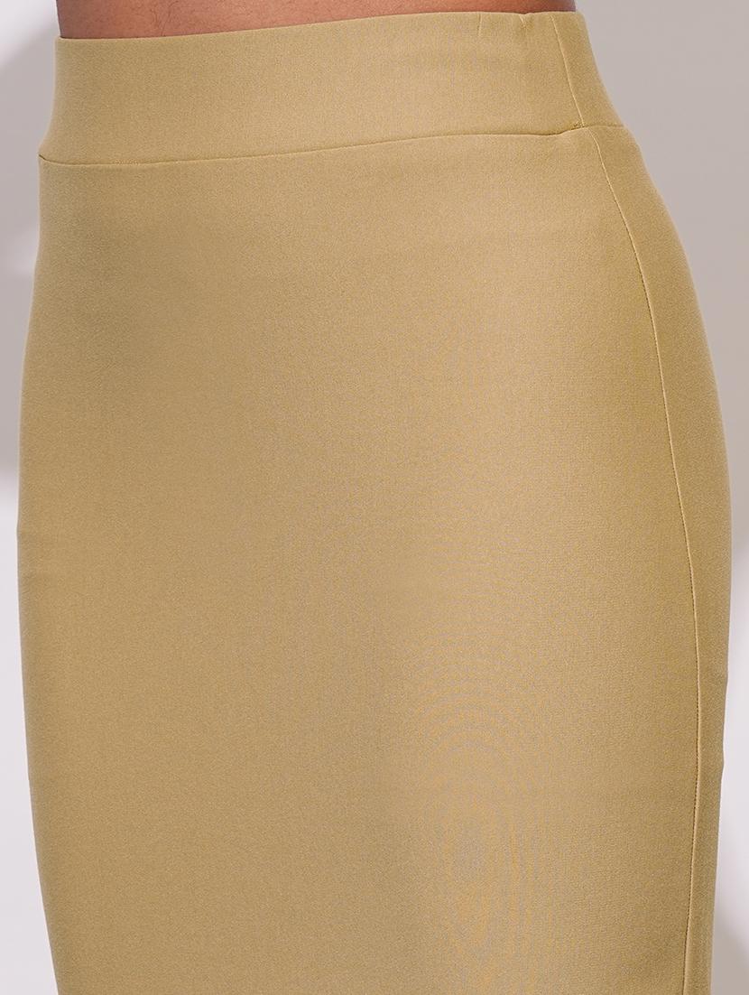 globus women camel stretchable high-rise back slit midi workwear pencil skirt - 21648732 - Standard Image - 5