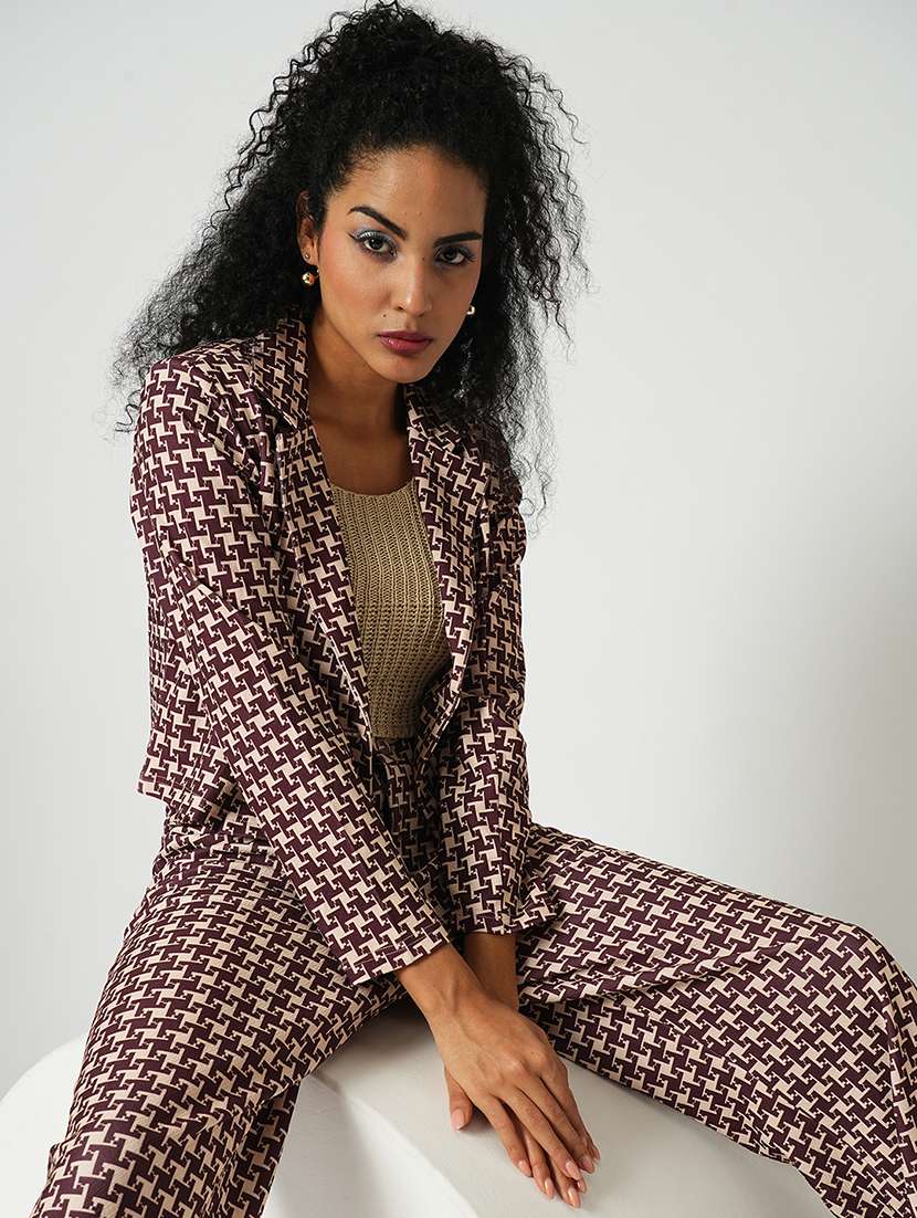 women printed blazer and trouser co-ord set - 21648741 - Standard Image - 3