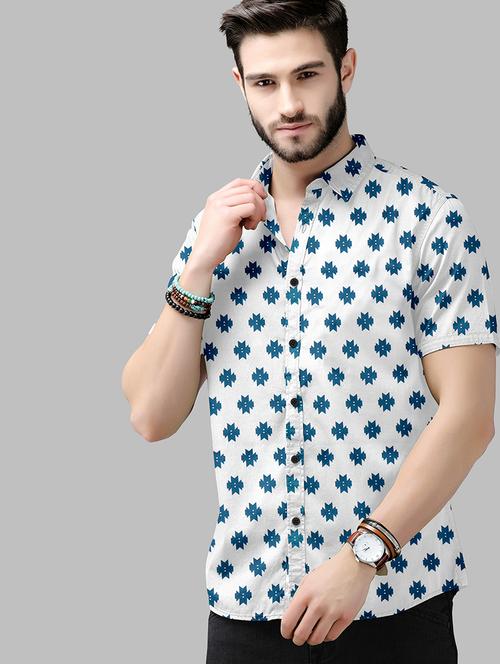 men geometric printed short sleeve casual shirt - 21648808 -  Standard Image - 0