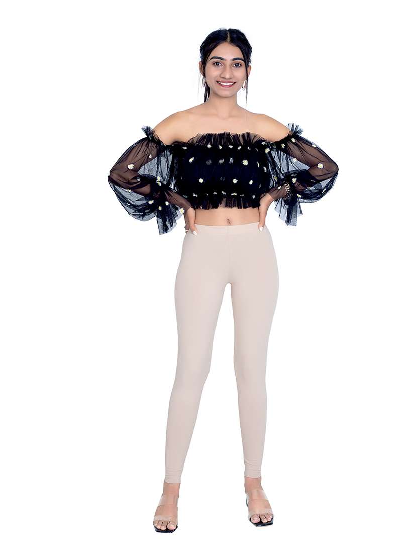 women plain mid rise ankle length leggings - 21648812 -  Standard Image - 3