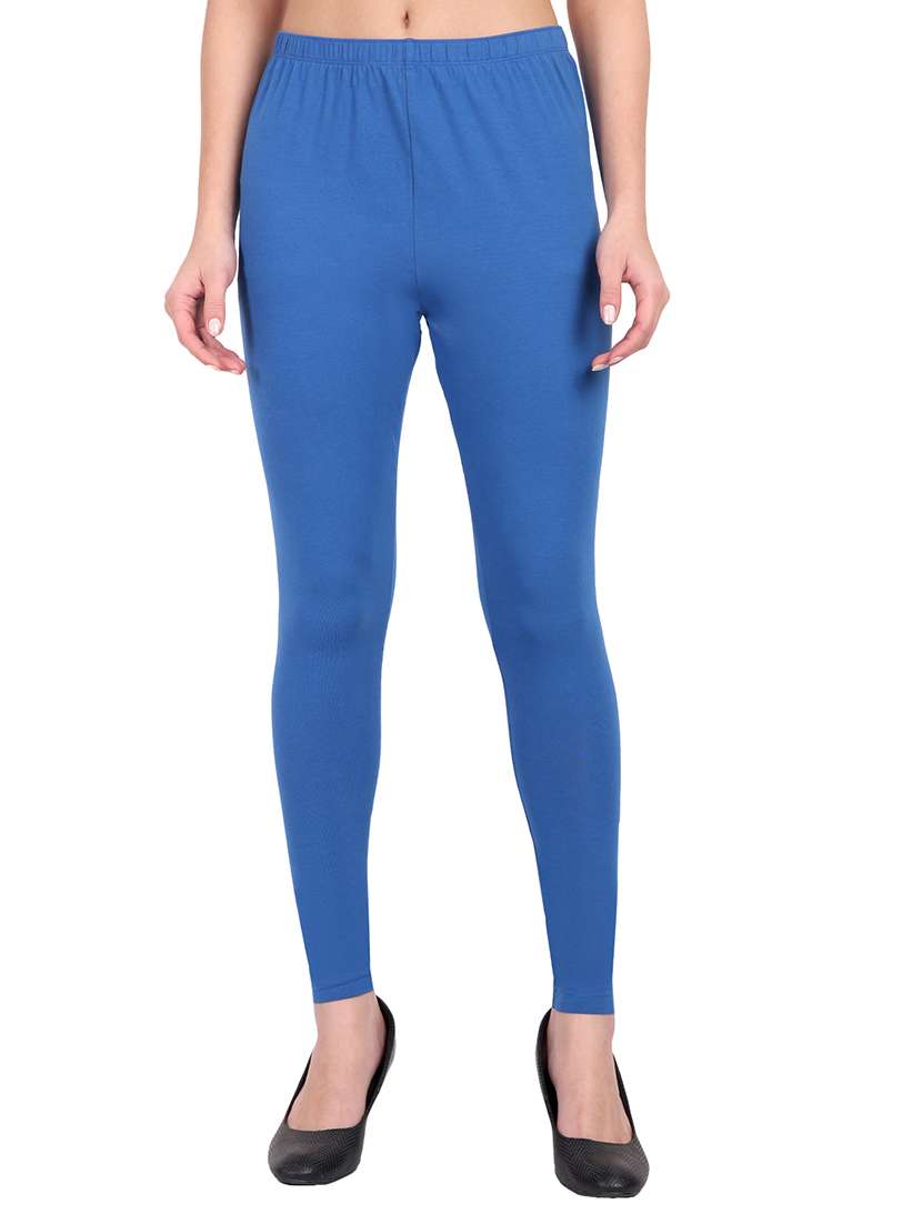 women plain mid rise ankle length leggings - 21648817 -  Zoom Image - 0