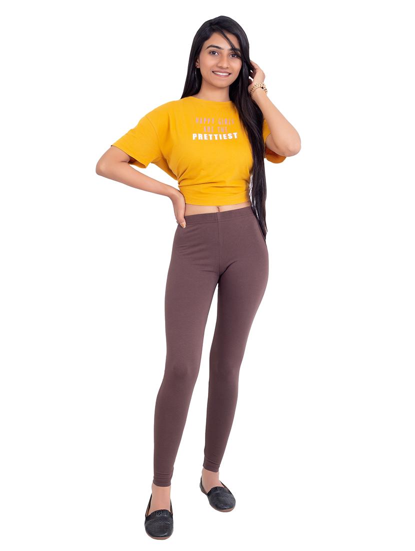 women plain mid rise ankle length leggings - 21648824 - Standard Image - 3