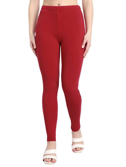 women plain mid rise ankle length leggings - 21648825 -  Standard Image - 0