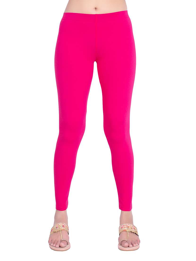women plain mid rise ankle length leggings