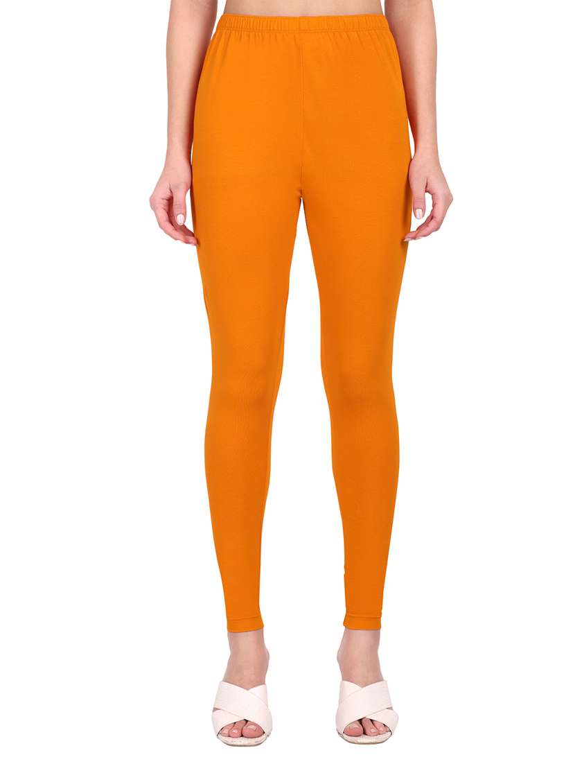 women plain mid rise ankle length leggings